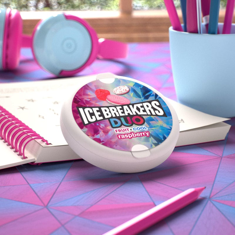 ICE BREAKERS Duo Fruit Plus Cool Raspberry Flavored Sugar Free Mints Pucks, 1.3 oz (8 Count) - Image 5